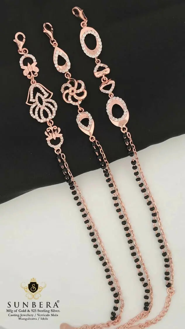 925 Silver Rose Gold Mangalsutra Bracelet Sarafa Bazar India