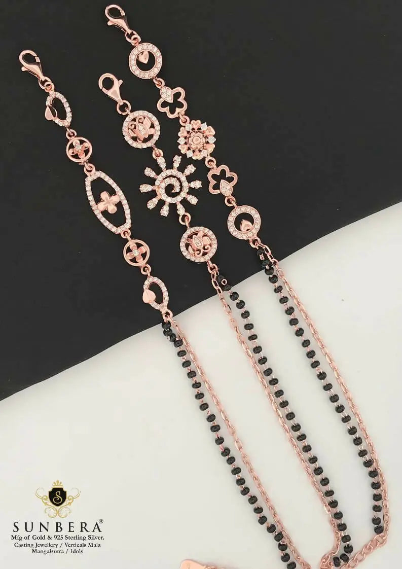 925 Silver Rose Gold Mangalsutra Bracelet Sarafa Bazar India