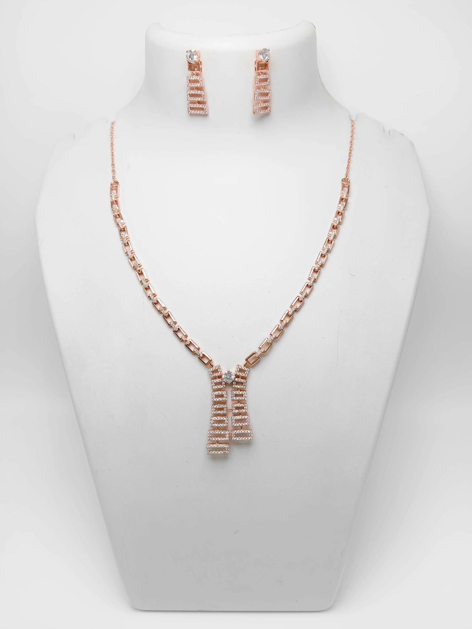 925 Silver Rose Gold Necklace Sarafa Bazar India
