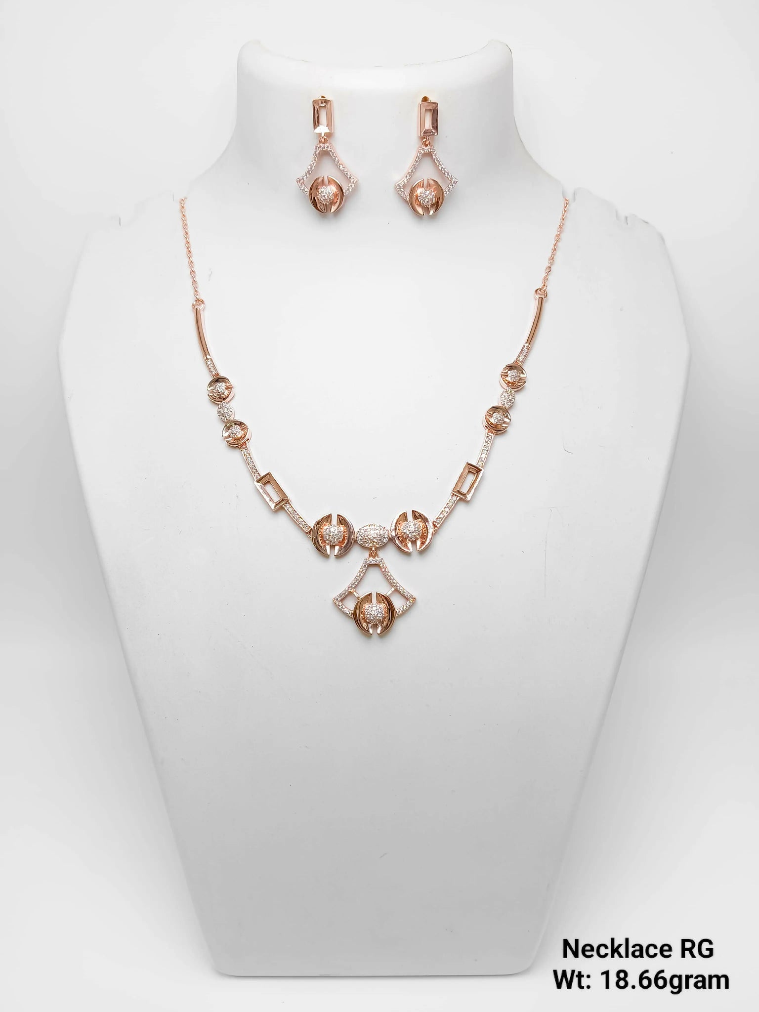 925 Silver Rose Gold Necklace Sarafa Bazar India