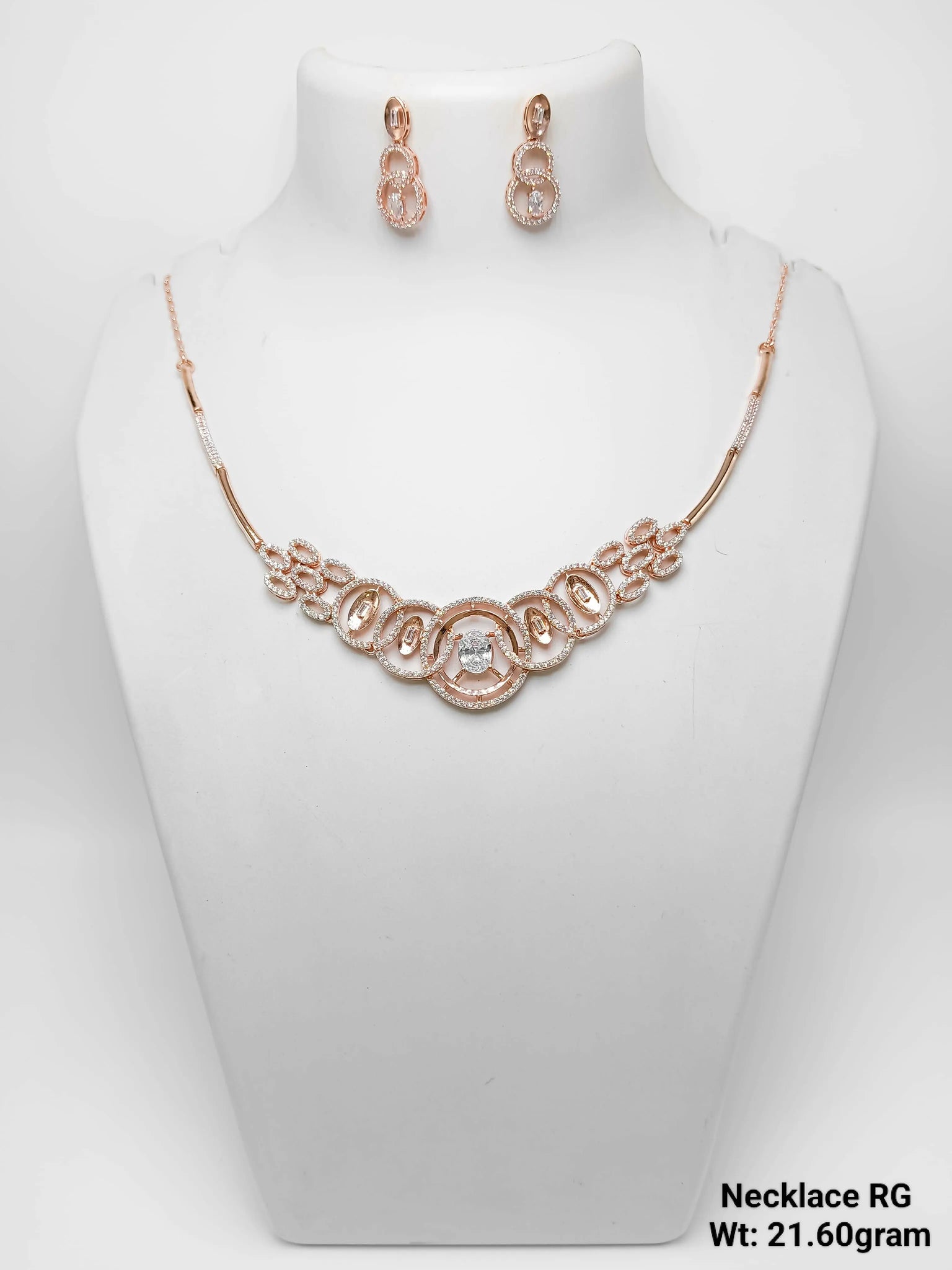 925 Silver Rose Gold Necklace Sarafa Bazar India