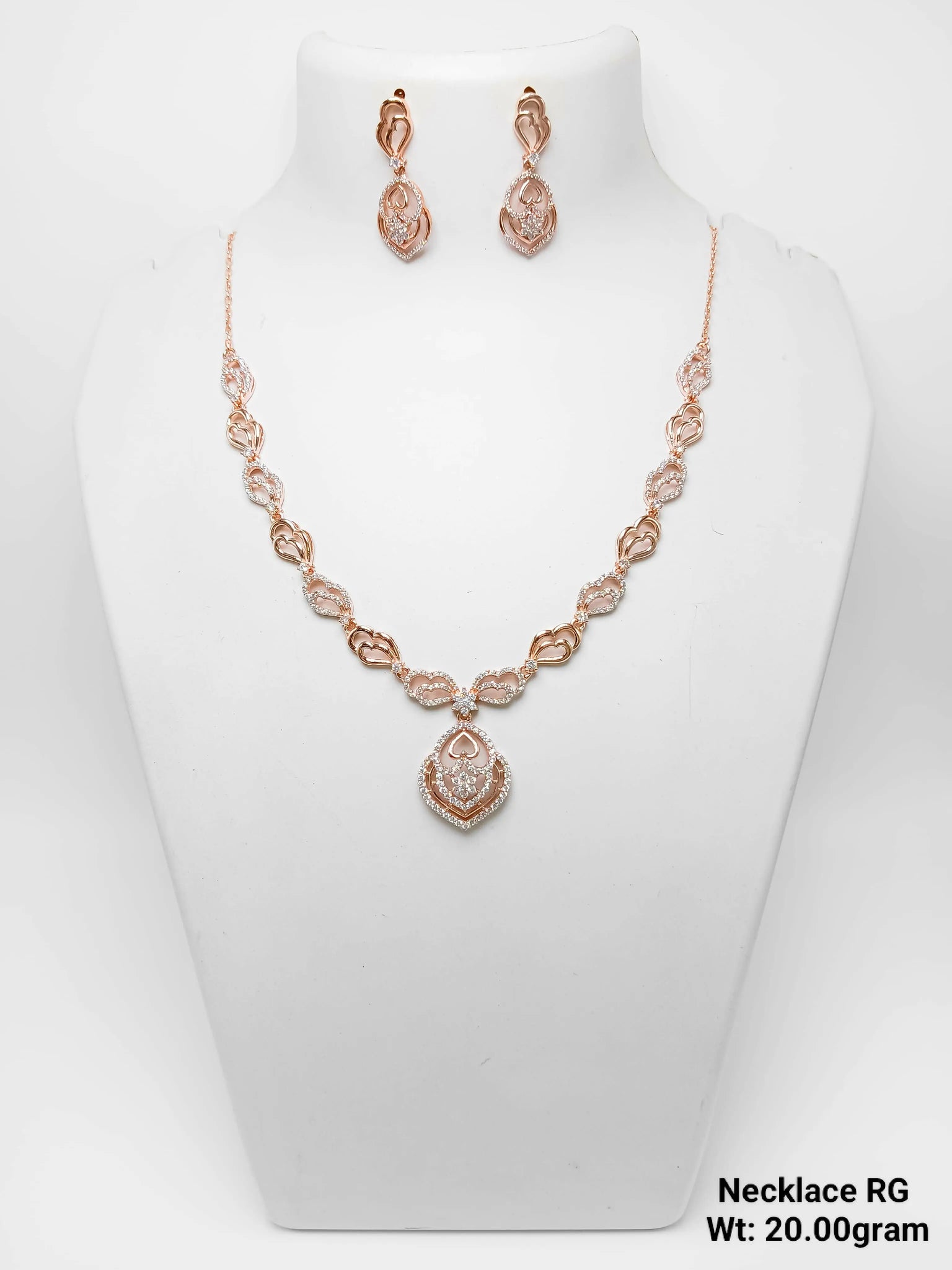 925 Silver Rose Gold Necklace Sarafa Bazar India