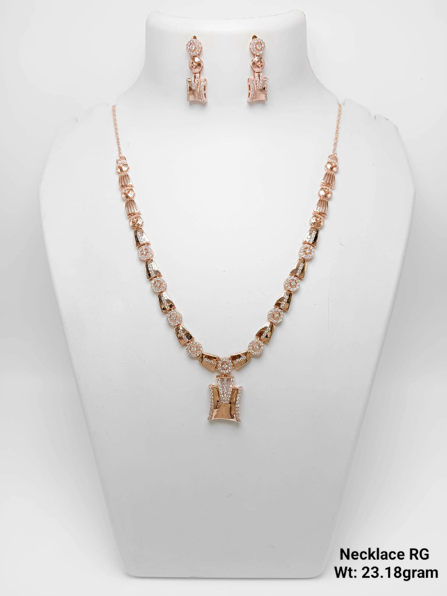 925 Silver Rose Gold Necklace Sarafa Bazar India