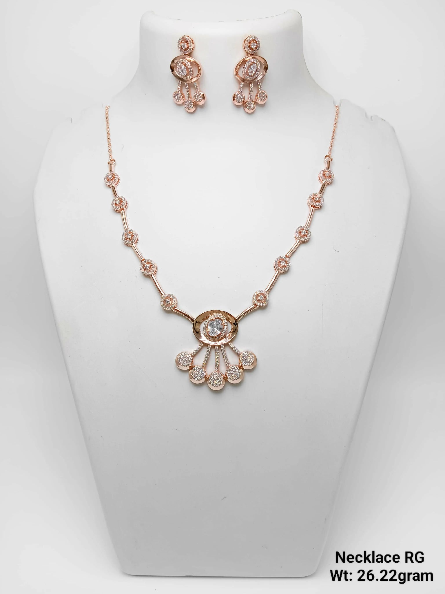 925 Silver Rose Gold Necklace Sarafa Bazar India