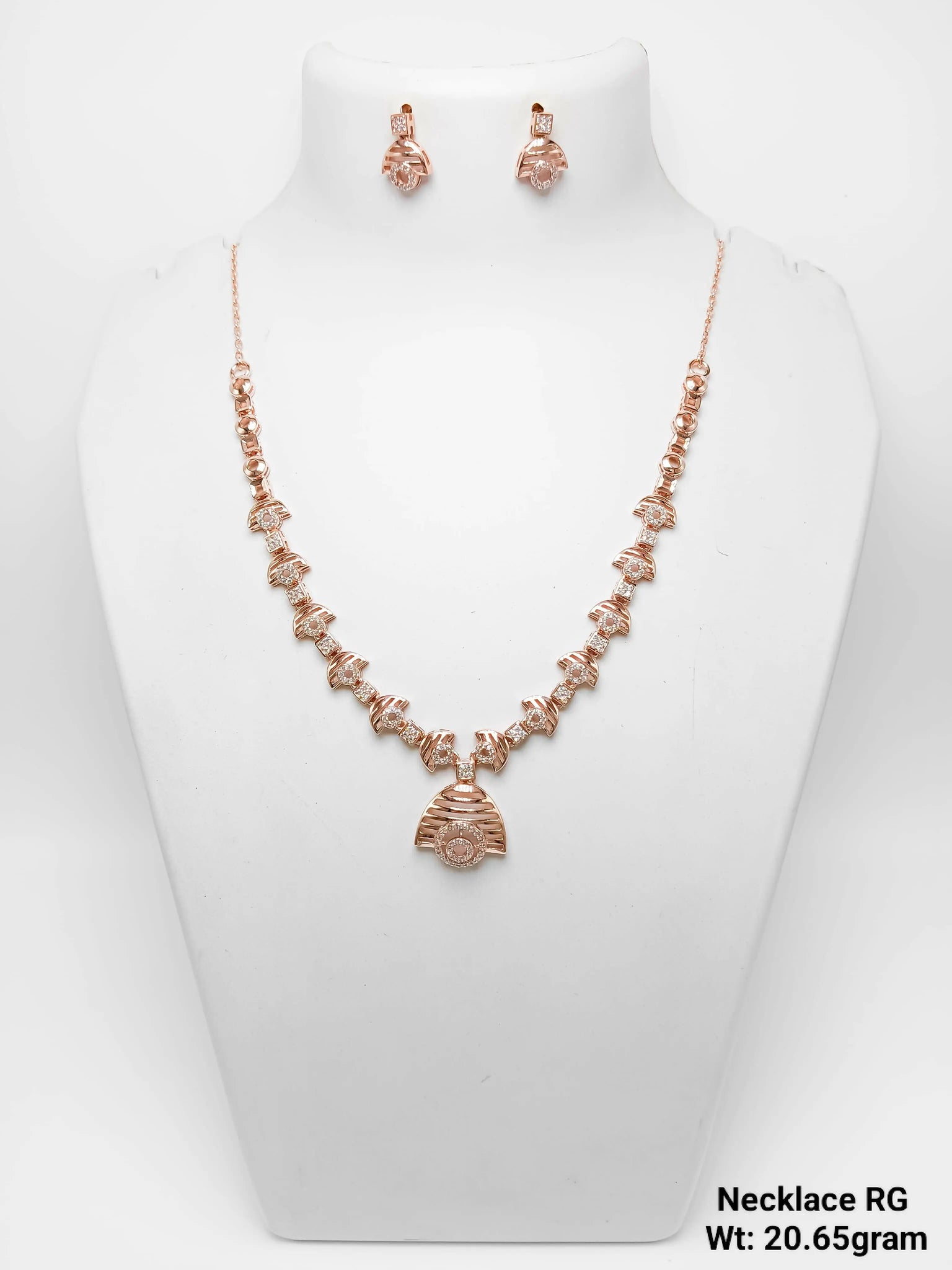 925 Silver Rose Gold Necklace Sarafa Bazar India