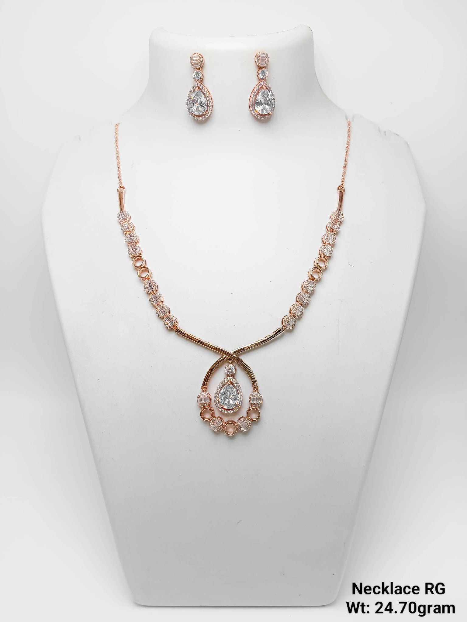925 Silver Rose Gold Necklace Sarafa Bazar India