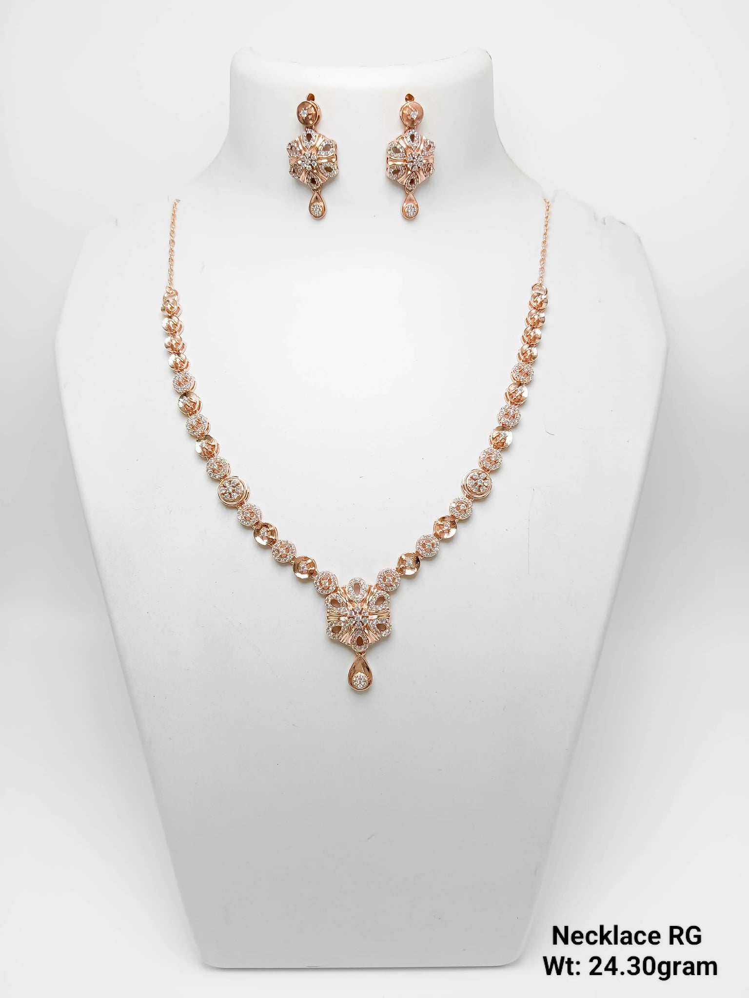 925 Silver Rose Gold Necklace Sarafa Bazar India