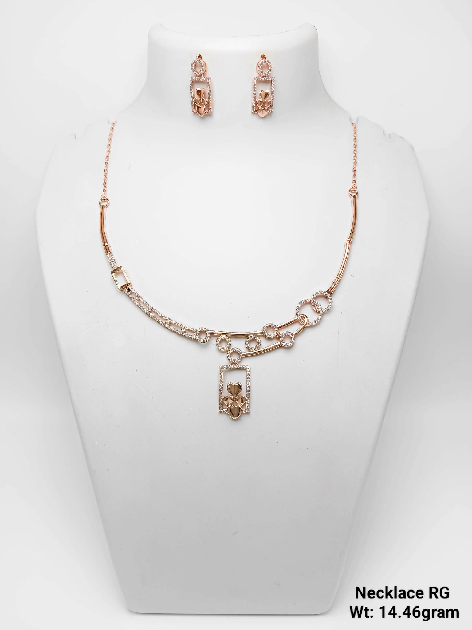 925 Silver Rose Gold Necklace Sarafa Bazar India