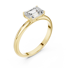 Emerald Cut Lab Grown Diamond Women's Ring 9Kt Yellow Gold LR-71 Sarafa Bazar India