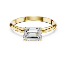 Emerald Cut Lab Grown Diamond Women's Ring 9Kt Yellow Gold LR-71 Sarafa Bazar India