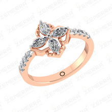 Flower Motif 14K Rose Gold Diamond Ring Premium Look Sarafa Bazar India
