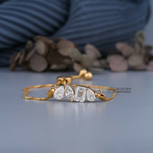 Yellow Gold Multi Shape Diamond Tennis Bracelet Sarafa Bazar India