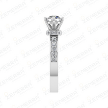 Round Cut Solitaire Hidden Halo Diamond Ring in 14K White Gold Sarafa Bazar India