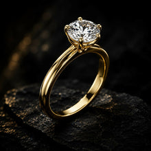 Round Cut Lab Grown Diamond Women's Ring 9Kt Yellow Gold LR-2 Sarafa Bazar India
