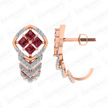 Elegance 14k Gold Diamond Ruby Stone Bali Earrings Sarafa Bazar India