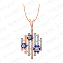 Lavish 14K Rose Gold Diamond Geometric Pendant Set Sarafa Bazar India
