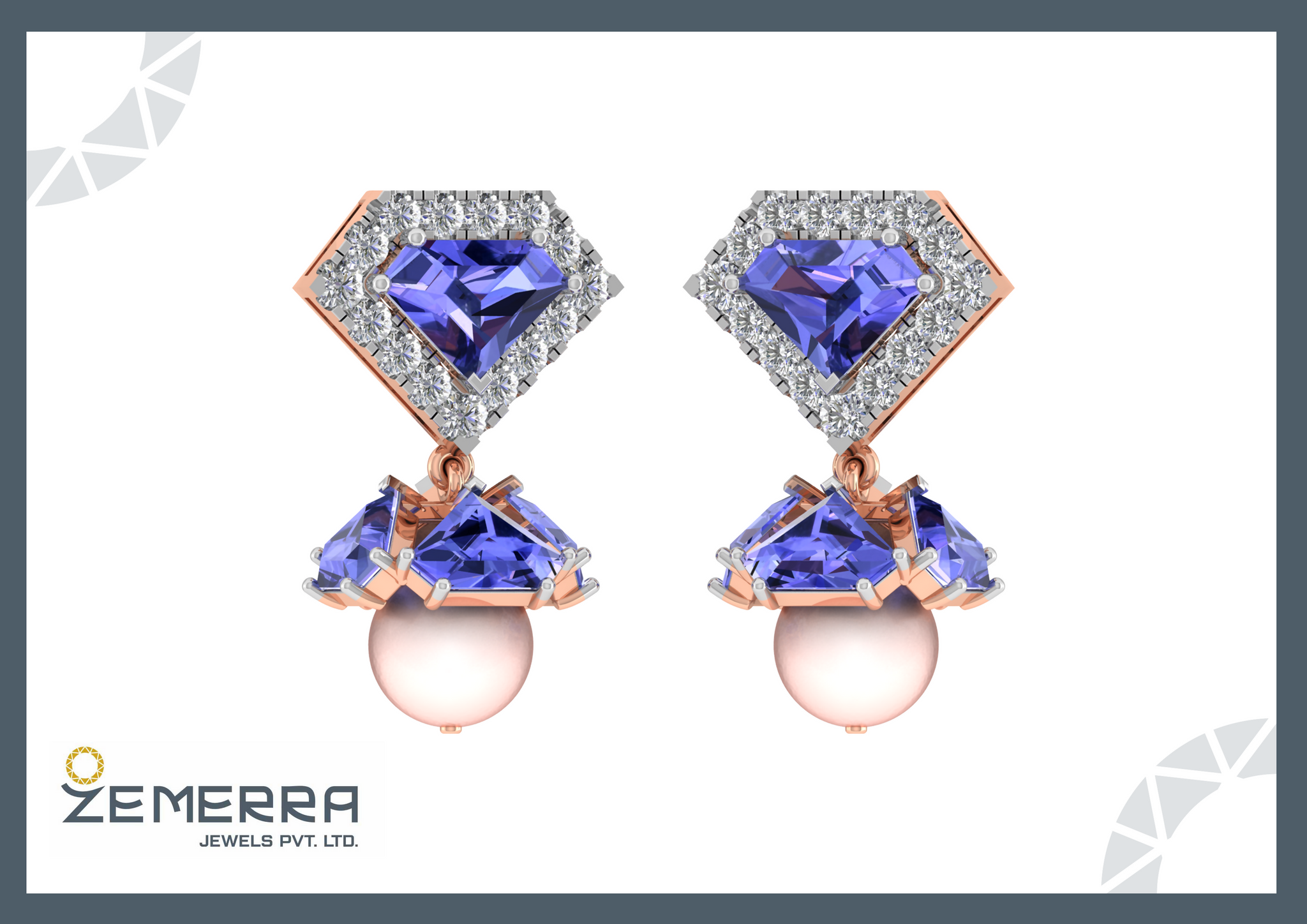 14K Gold Purple Stone Diamond Drop Earrings for Women Sarafa Bazar India