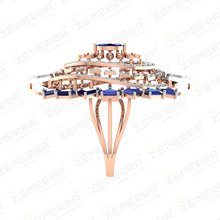 Sapphire Diamond Marquise Cocktail Ring 14K Rose Gold Sarafa Bazar India