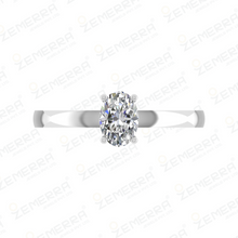 Oval Cut Solitaire Diamond Ring In 14K White Gold Sarafa Bazar India