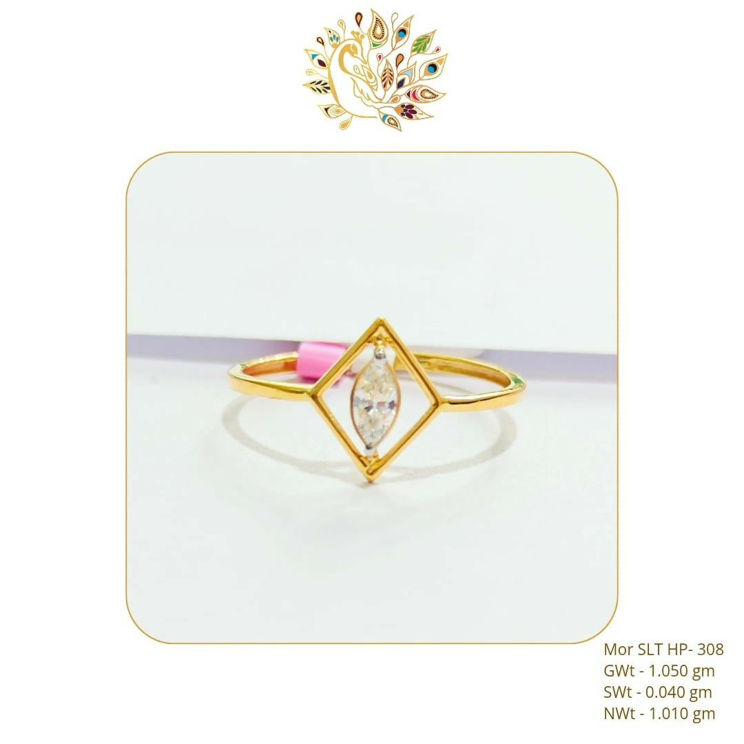 22kt CZ Stoneless Solitaire Rings Sarafa Bazar India