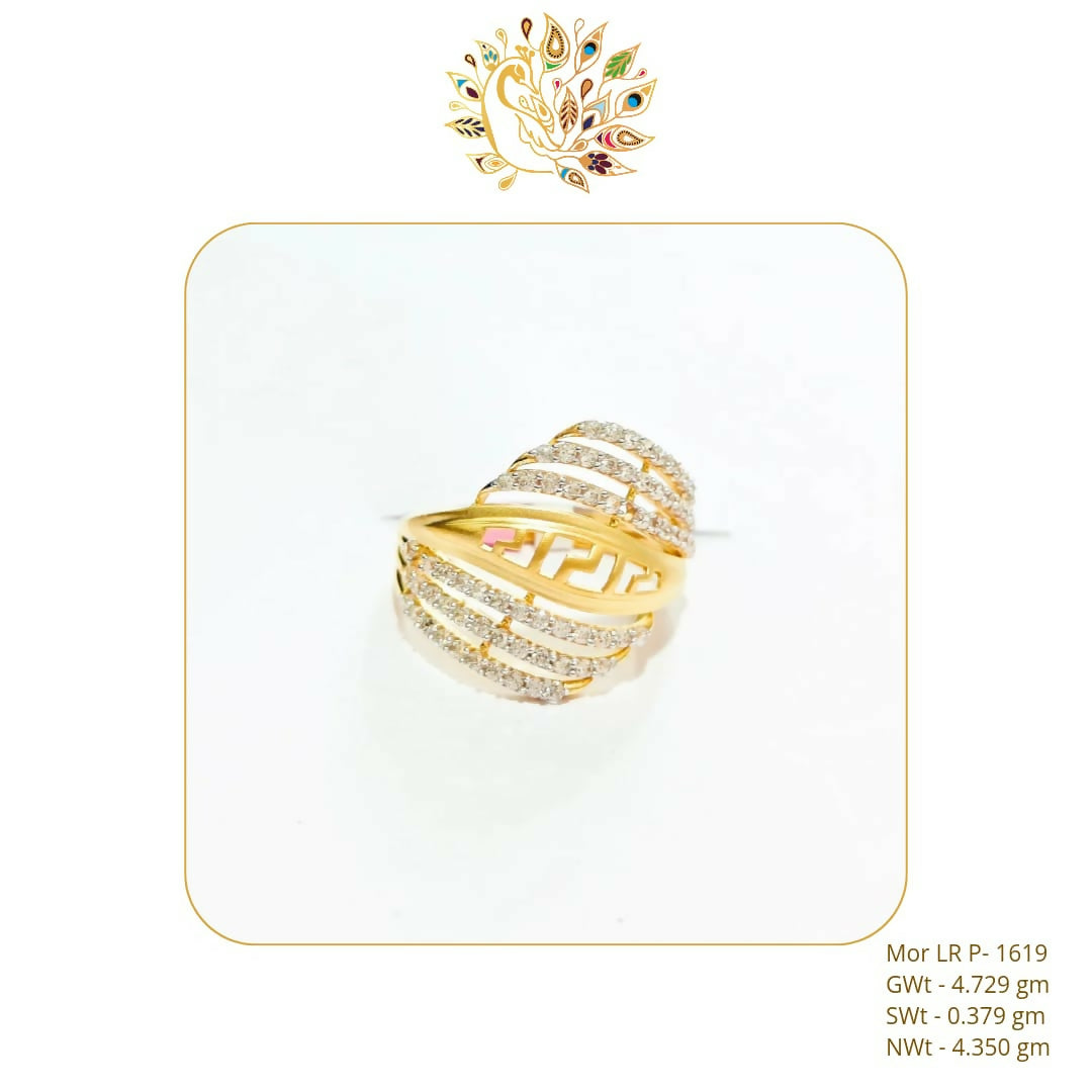 22kt Mor CZ Stoneless Ladies Ring Sarafa Bazar India