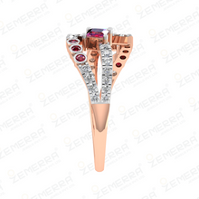 14K Rose Gold Diamonds Geometric Bypass Ring Sarafa Bazar India