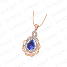 Crowd Favorite 14K Rose Gold Diamond Gemstone Pendant Set Sarafa Bazar India