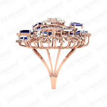 Elegance 14K Rose Gold Diamond Sunburst Statement Ring Sarafa Bazar India