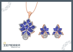 14K Gold Diamond Pendant Set for Women Sarafa Bazar India