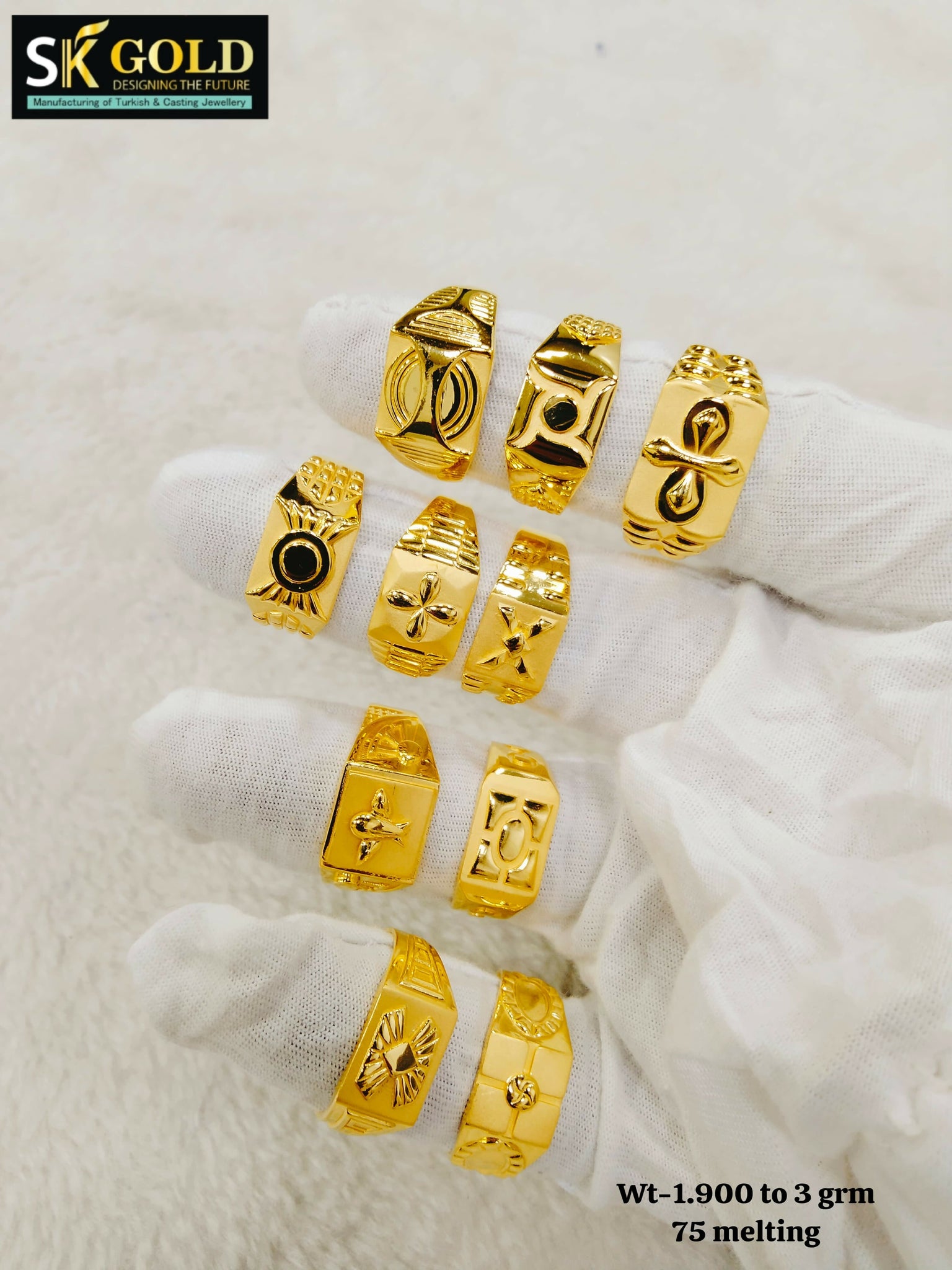 18kt Paper Casting Gents Rings Sarafa Bazar India