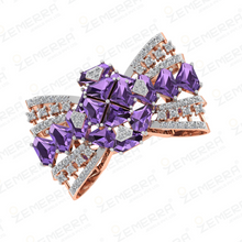 Lavish 14K Rose Gold Diamond Bow Shape Ring - Party Wear Sarafa Bazar India