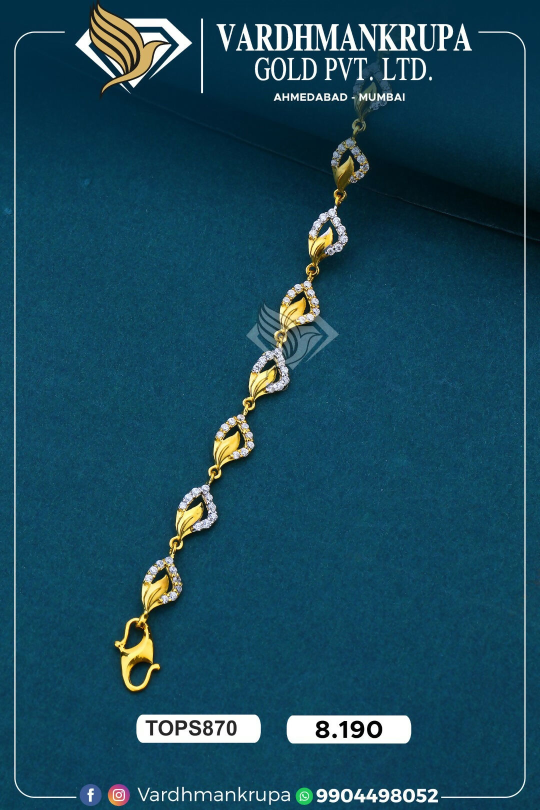 CZ Ladies Bracelet Sarafa Bazar India