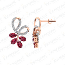 Floral Diamond Pendant in 14K Rose Gold with Ruby Sarafa Bazar India