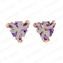 14K Rose Gold Diamond Unique Stud Earrings Sarafa Bazar India