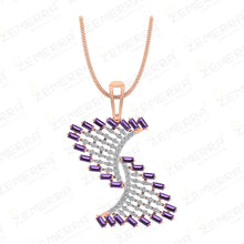 Amethyst Baguette Stone Swirl Pendant Set In 14K Gold Sarafa Bazar India