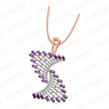 Amethyst Baguette Stone Swirl Pendant Set In 14K Gold Sarafa Bazar India