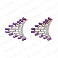 Amethyst Baguette Stone Swirl Pendant Set In 14K Gold Sarafa Bazar India