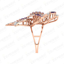 Amethyst Diamond Bow Ring in 14k Rose Gold Sarafa Bazar India