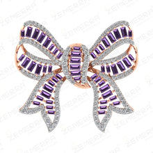 Amethyst Diamond Bow Ring in 14k Rose Gold Sarafa Bazar India