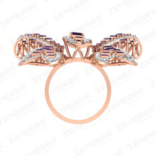 Amethyst Diamond Bow Ring in 14k Rose Gold Sarafa Bazar India