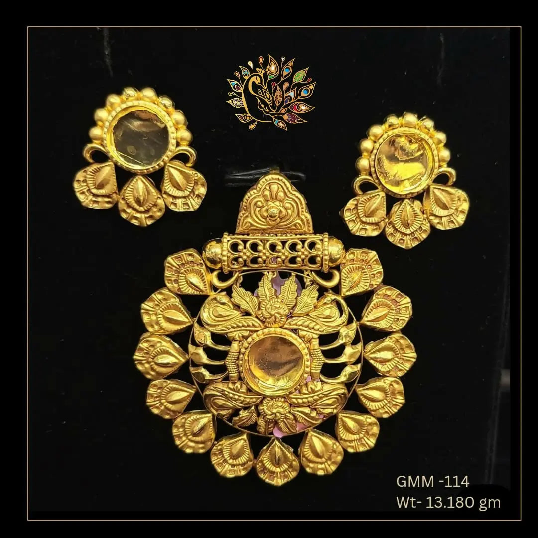 Antique Ghat Pendant Set Sarafa Bazar India