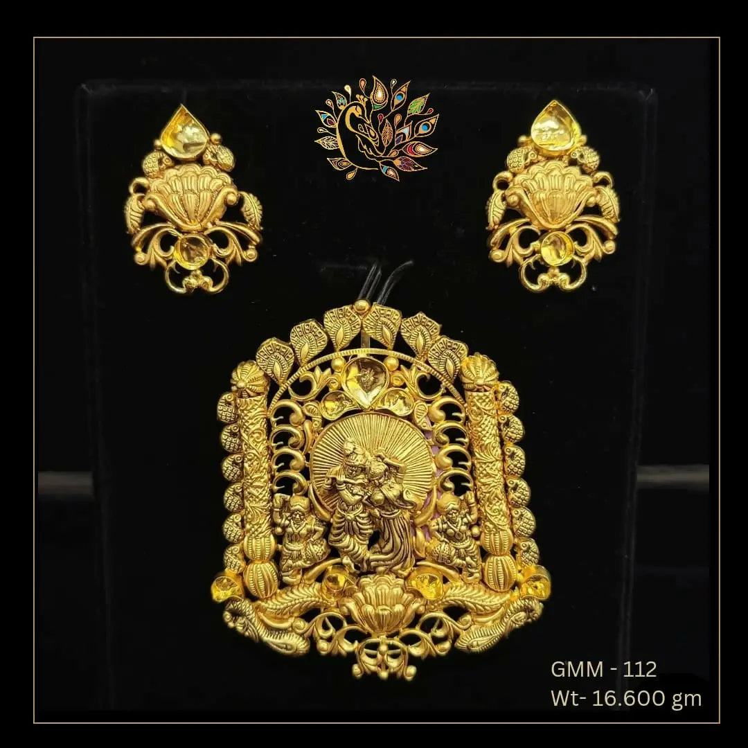 Antique Ghat Pendant Set Sarafa Bazar India