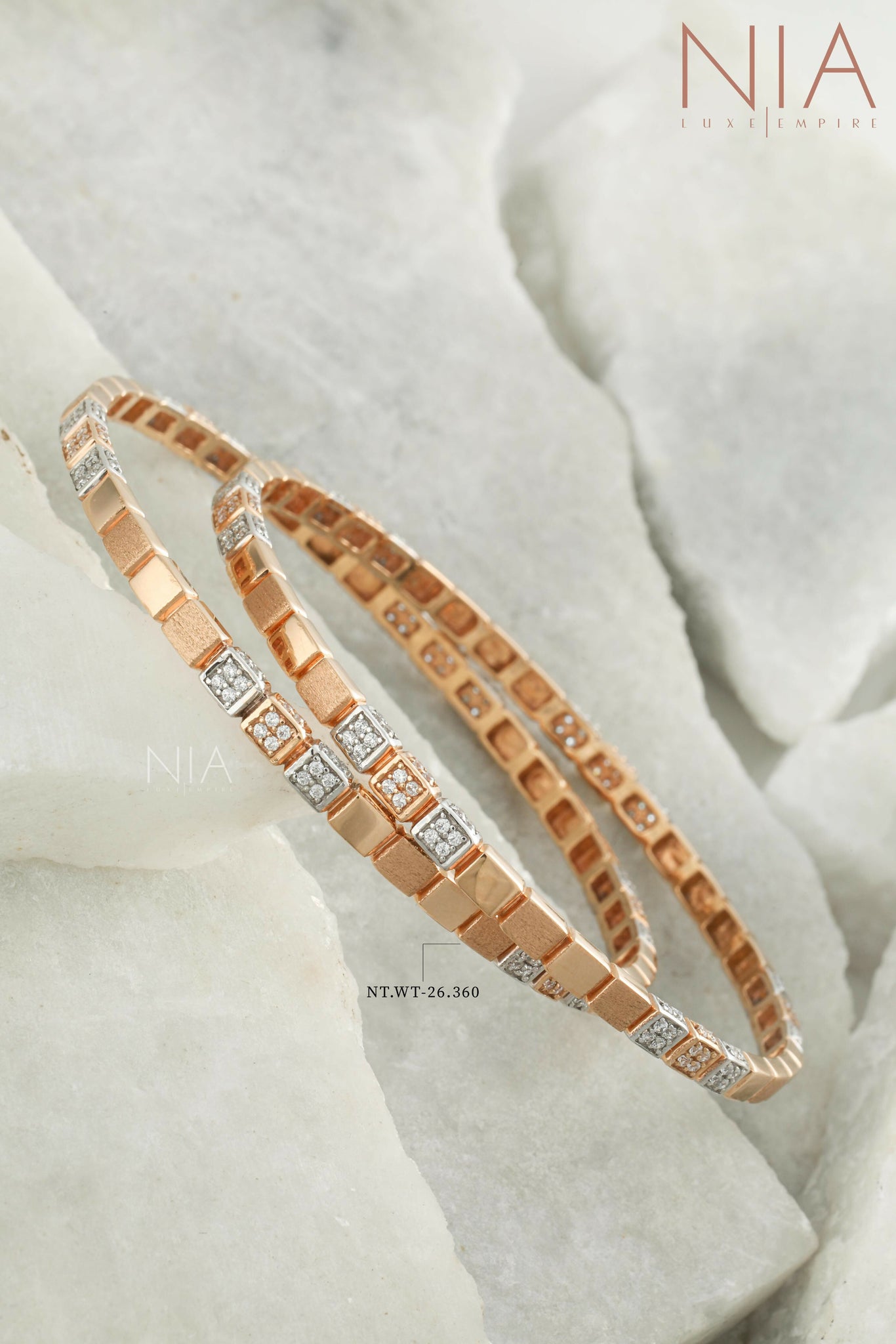 Rose Gold CZ Bangles Sarafa Bazar India