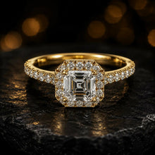 Asscher Cut Lab Grown Diamond Ring 9KT Yellow Gold Sarafa Bazar India