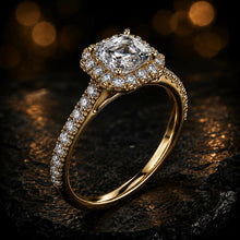 Asscher Cut Lab Grown Diamond Ring 9KT Yellow Gold Sarafa Bazar India