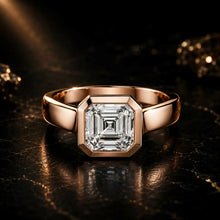 Asscher Cut lab Grown Diamond Women's Ring 9KT Rose Gold Sarafa Bazar India