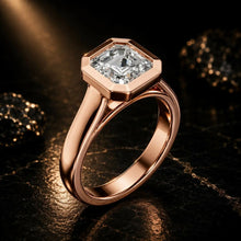 Asscher Cut lab Grown Diamond Women's Ring 9KT Rose Gold Sarafa Bazar India