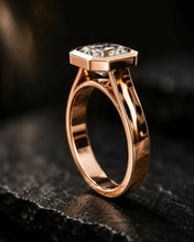 Asscher Cut lab Grown Diamond Women's Ring 9KT Rose Gold Sarafa Bazar India