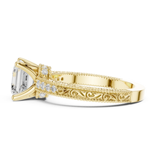 Asscher & Round Cut lab Grown Diamond Women's Ring 9KT Gold Sarafa Bazar India