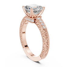 Asscher & Round Cut lab Grown Diamond Women's Ring 9KT Gold Sarafa Bazar India